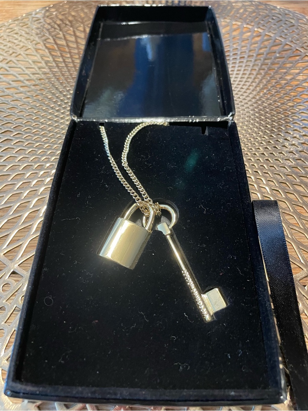 Gold Padlock & Key Necklace Pendant by Victoria’s Secret